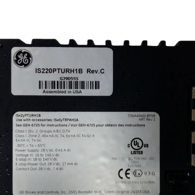 GE IS220PTURH1B Turbine Specific Primary Trip Module