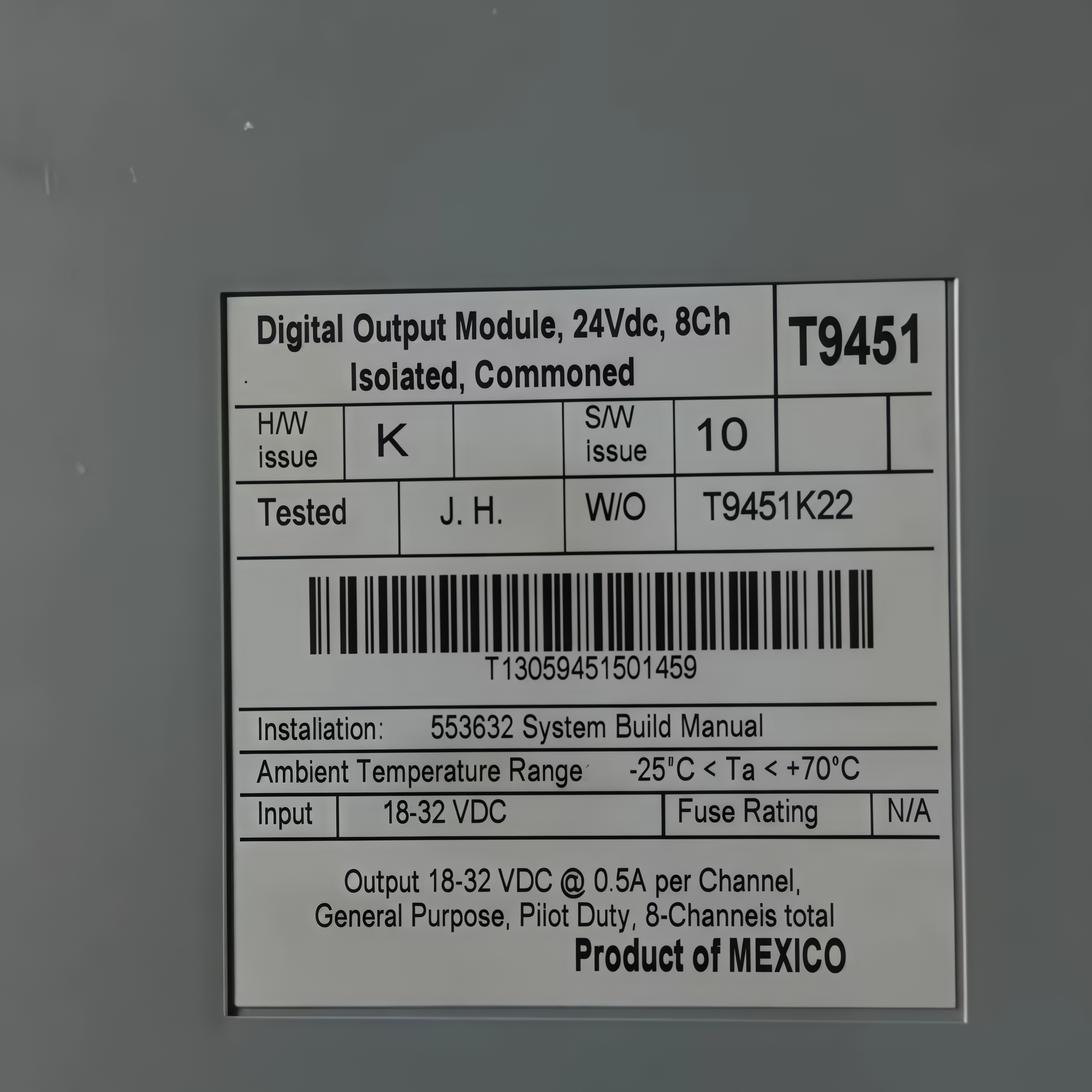 ICS TRIPLEX T9451 Digital output module