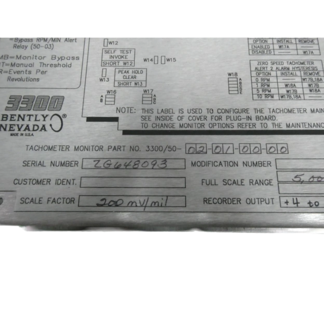 Bently Nevada 3300/50-02-01-00-00 Tachometer Monitor