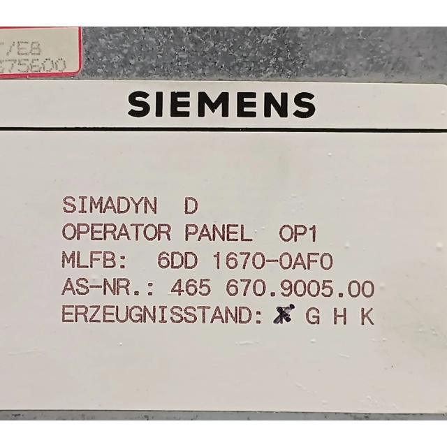Siemens 6DD1670-0AF0 Membrane Switch Keyboard