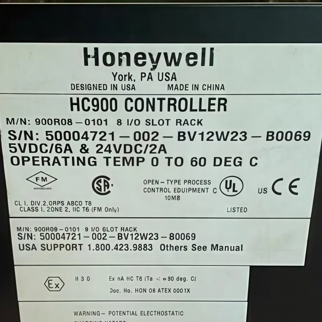 Honeywell 900R08-0101 8 I/O (Input/Output) slot rack