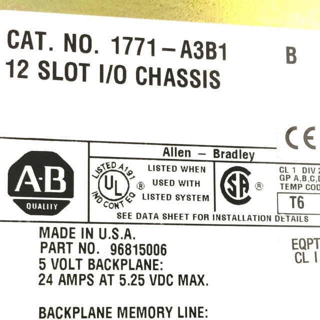 Allen Bradley 1771-A3B1 series B 12-slot I/O chassis