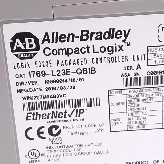 Allen Bradley 1769-L23E-QB1B CompactLogix Controller Unit