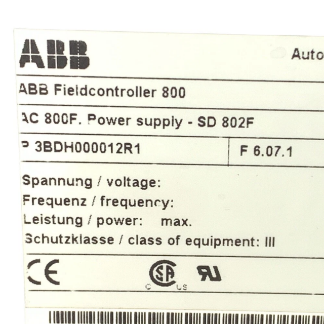 ABB SD802F 3BDH000012R1 Power Supply