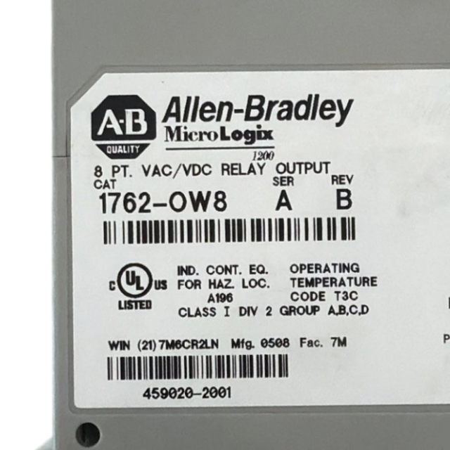 Allen Bradley 1762-OW8 8-point AC/DC electromechanical relay output expansion module
