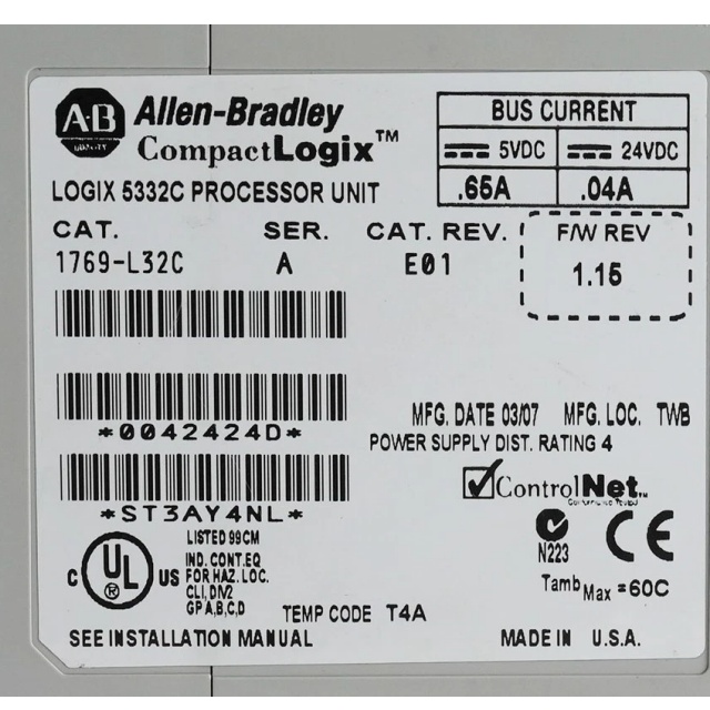 Allen Bradley 1769-L32C CompactLogix Controller
